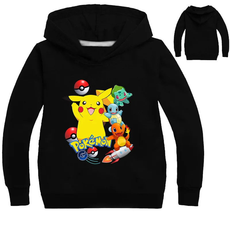 От 2 до 16 лет модные худи с Покемон Гоу для детей куртка Пикачу капюшоном