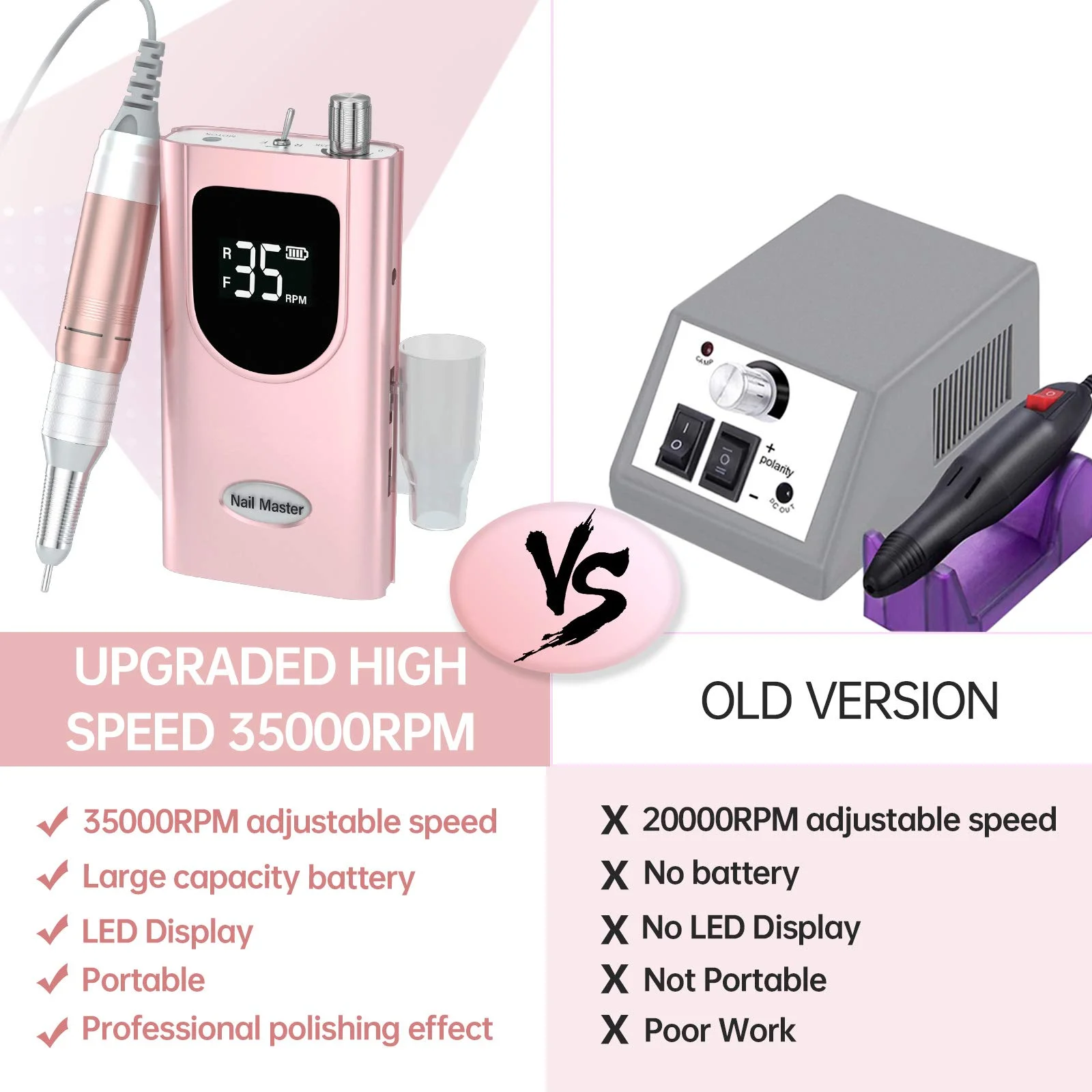 Профессиональный шлифовальный станок для ногтей 35000 об / мин портативный