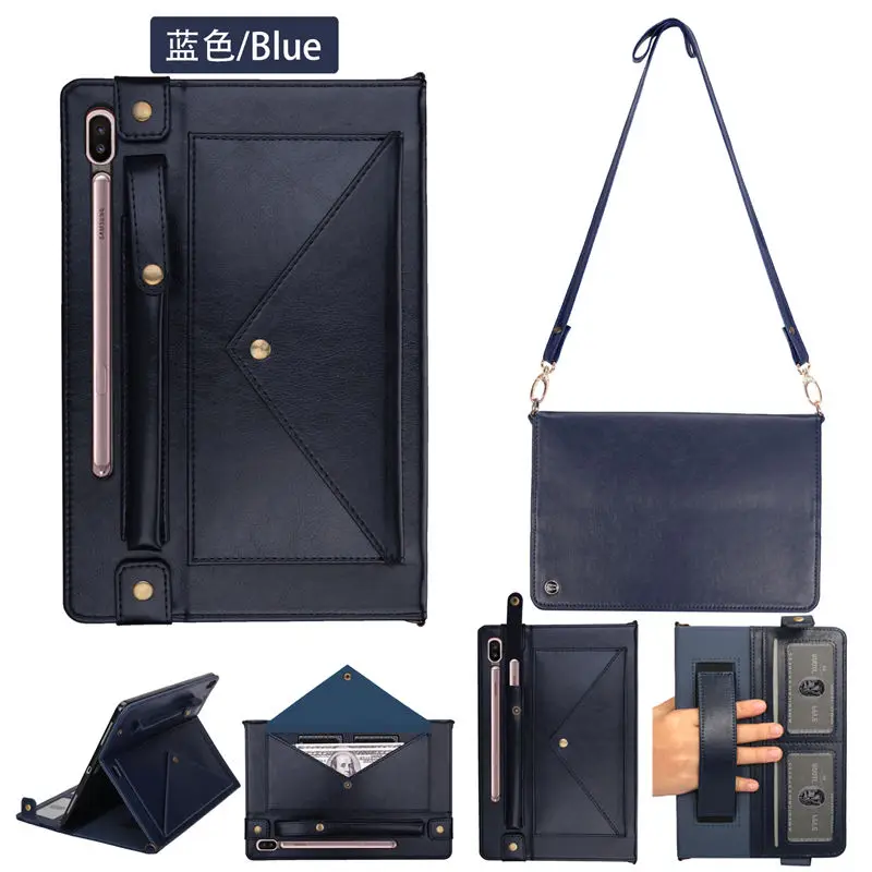 Blue Чехол-конверт для Samsung Galaxy Tab S6 10,5 SM-T860 SM-T865 T860 10," чехол Funda с держателем для карандашей+ подарок - Цвет: Blue