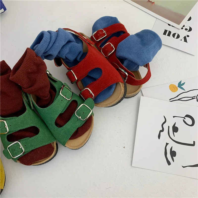 Универсальные пробковые сандалии 4 цветов для маленьких мальчиков и девочек 2020