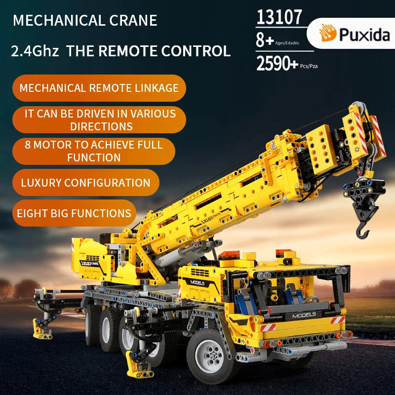 

MOULD KING 2590pcs 8+ Mechanical Enthusiasts Kids Gift Movable Particles 25M RC Technic Remote Control Crane Toy Crane Machine