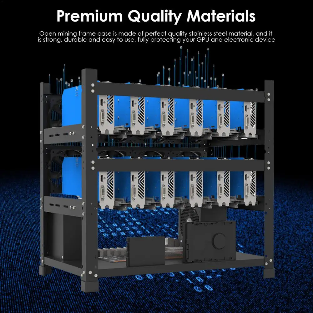 

Открытая установка для майнинга, 3 слоя, 12/8/6 GPU, Штабелируемый чехол для майнинга на открытом воздухе, компьютер ETH/ETC/ZEC, рамка для набора для м...