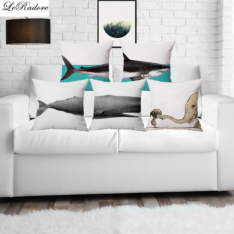 2017 Популярные Чехлы для подушек с животными темно синие льняные и Полиэстеровые