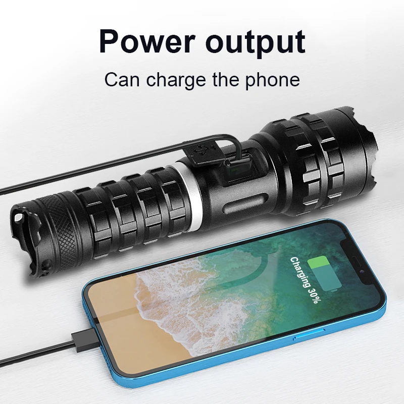 Новинка тактический светодиодный фонарик XHP199 перезаряжаемый мощный яркий