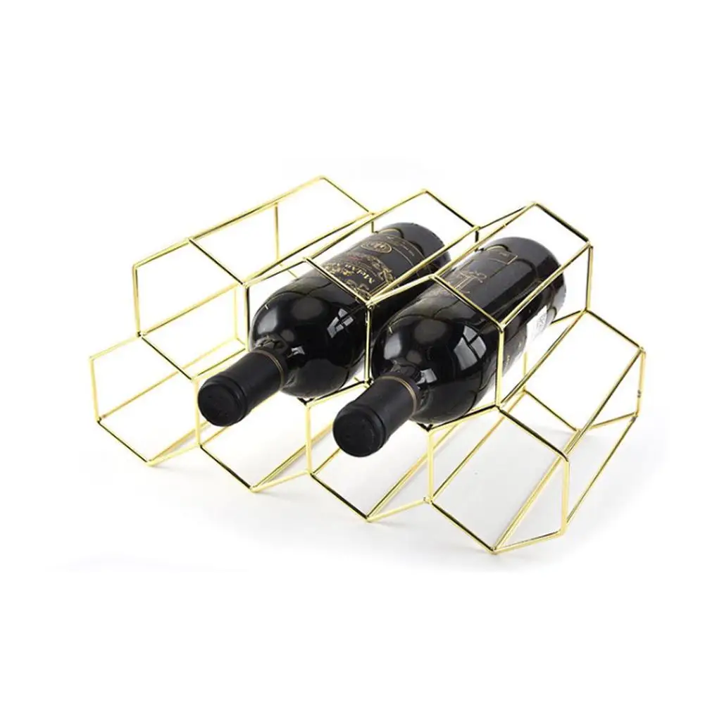 

2021 Nordic Rose Gold Wine Bottle Holders Rack Metal 6 Bottle Mount Kitchen Wine Bottle Holder Racks Stand Organizer Home Decor