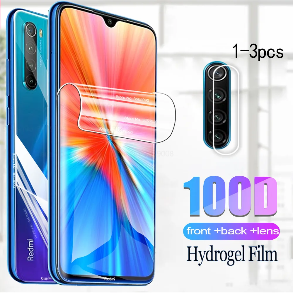 Гидрогелевая пленка для Xiaomi Redmi Note 8 2021 защитная переднего и заднего экрана redmy note8