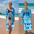 2022 накидки-кимоно, туника для пляжа, кафтан, купальник, накидка, ремешок с принтом, пляжная одежда, Пляжное парео, летнее пляжное платье