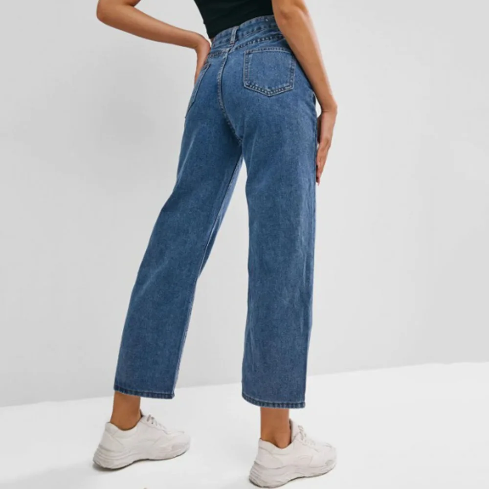 

High Waisted Jeans For Women Straight Leg Denim Pants Ankle Length Clothing Women Trousers Vintage Streetwear 2021 New