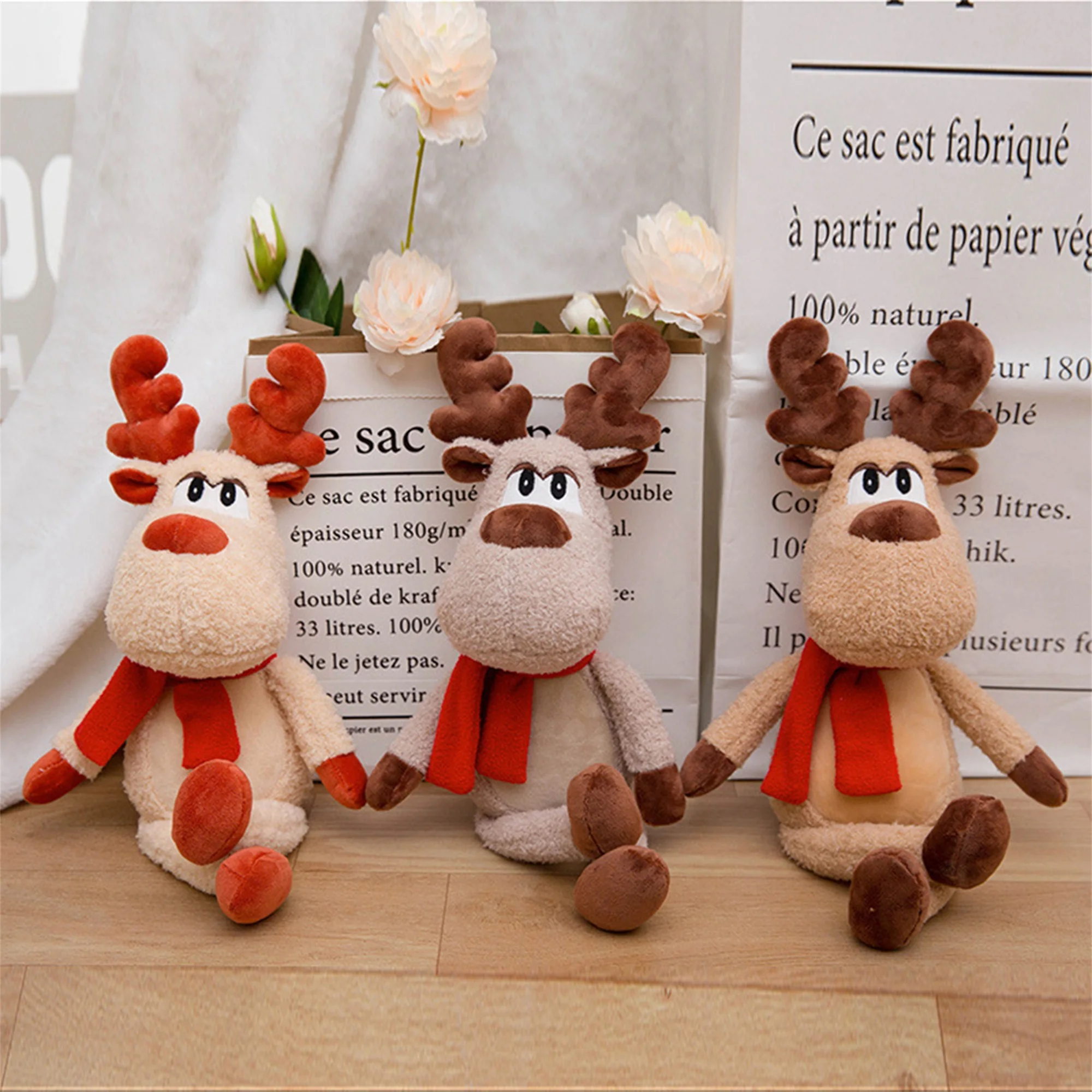 

Christmas Dolls Elk Toys Xmas Figurines Christmas Gift for Kid Red Xmas Tree Ornament Santa Claus's Deer Doll Present 50CM