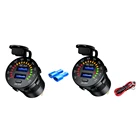 Автомобильное зарядное устройство QC 3,0 с светодиодный USB-портами и светодиодным вольтметром, с выключателем ВКЛ.ВЫКЛ., комплекты кабелей питания, водонепроницаемые, 18 Вт, разъем USB PD, быстрая зарядка 12 В 24