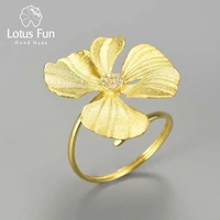 lotus fun elegant 925 sterling silver zircon adjustable large peony flower rings for women 2021 engagement statement jewelry