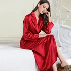 Халат женский с отложным воротником, красная ночная рубашка до середины икры с длинными рукавами, свадебная одежда для подружки невесты, халат, NW77