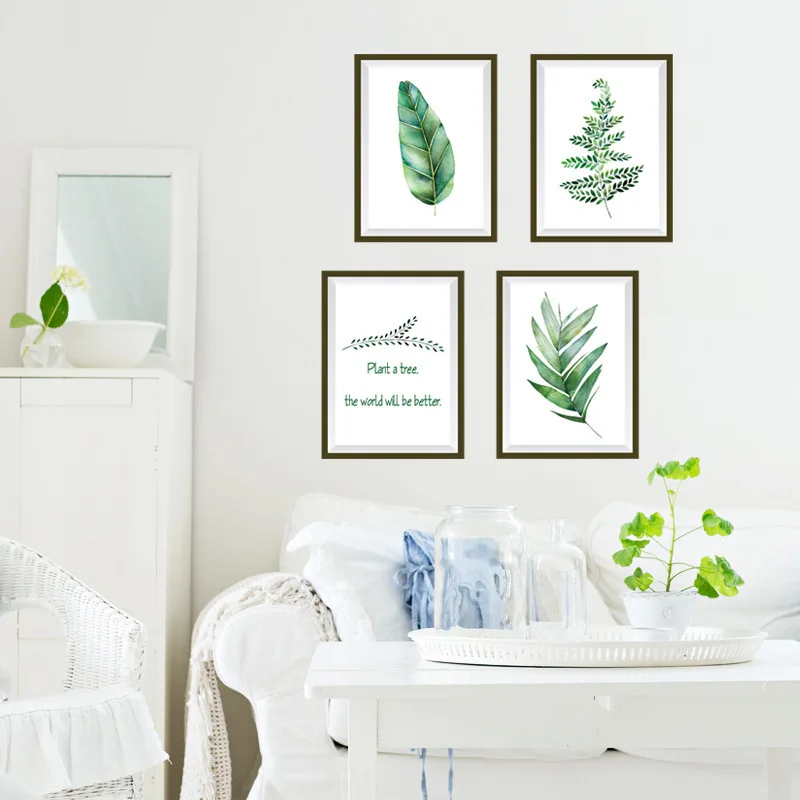 

Green Tree Leaf in Pvc Frame Wall Stickers For Shop Office Home Decoration Pastoral Mural Art Diy Plant Theme Wall Decal