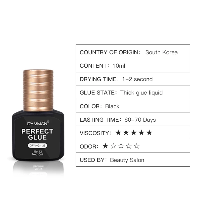 

DAMMAN 10Ml Eyelash Glue 1 Seconds Fast Drying Eyelashes Extension Perfect Glue Low Smell Adhesive Retention Long