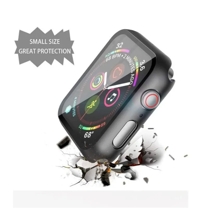 Funda de 100 piezas para Apple Watch SE 6 5 4 40MM 44MM 38MM 42MM PC, marco de parachoques con funda de vidrio + pel&iacute;cula protectora de vidrio-3