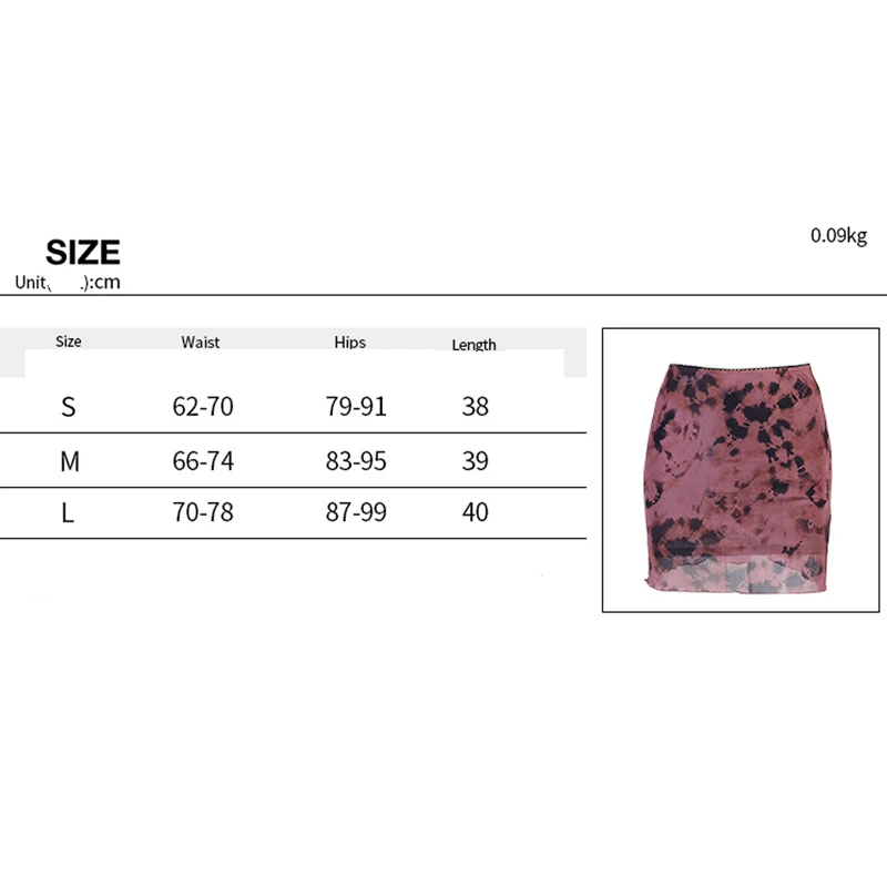 

European and American ins printed mesh skirt female 2021 summer new design sense of slim and thin A-line bag hip skirt