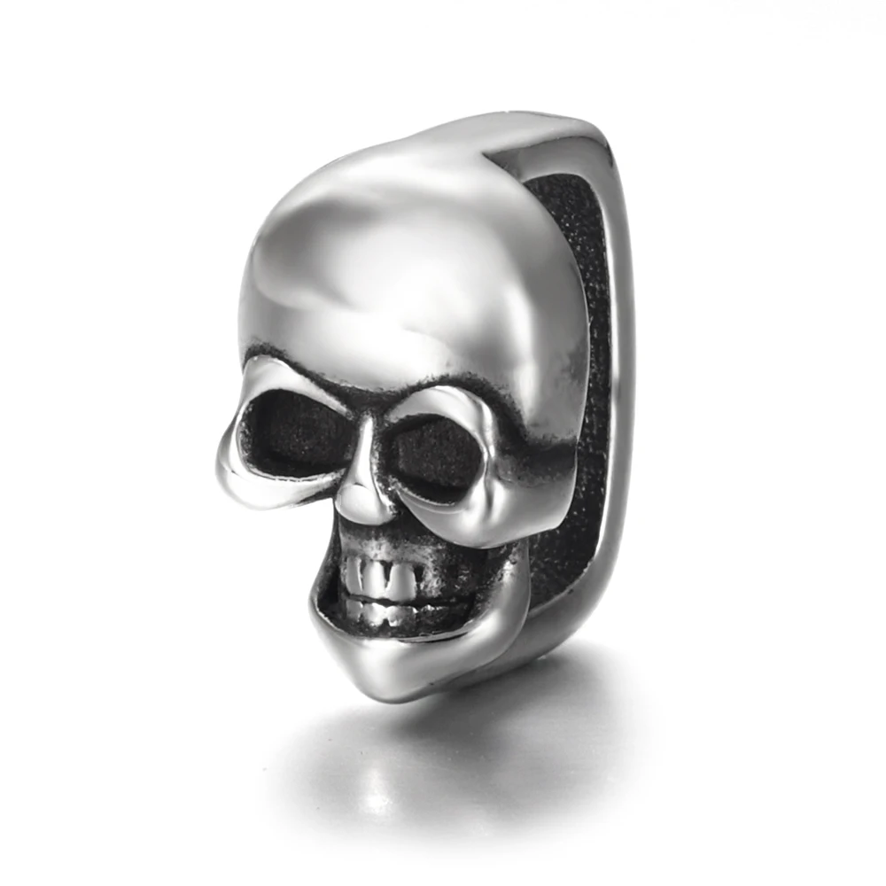 С черепом из нержавеющей стали слайдер бисера полированная 12x6 мм металлический