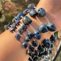 skull blue lazuli lapis beads natural stone spacer loose beads for women men diy necklace bracelet rings jewelry making 15