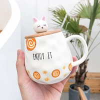 cute mug cartoon radish rabbit cup lid spoon ceramic cup ins wind photo business office home female student gift cup