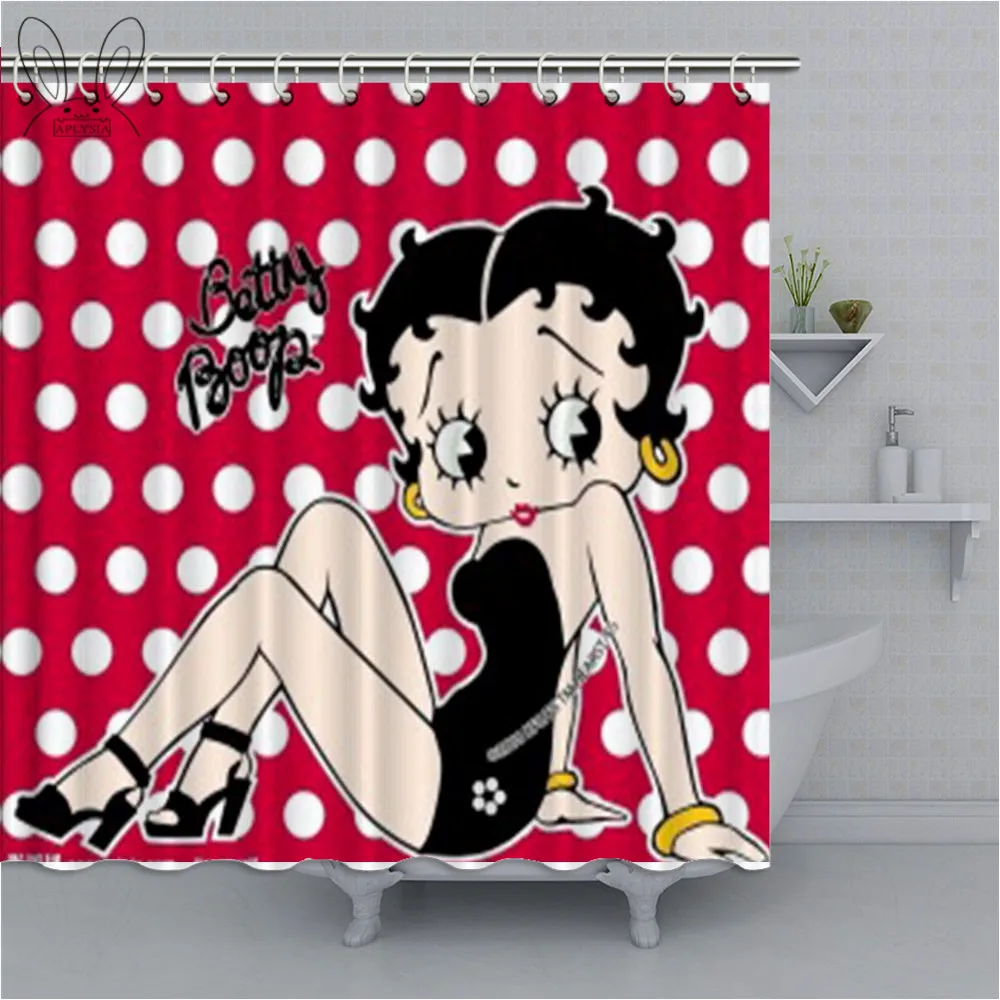 Семейный Рождественский подарок занавеска для душа Декор Сексуальная Betty Boop сердца Водонепроницаемый Ванная комната занавеска для душа с крючками - Цвет: 73651