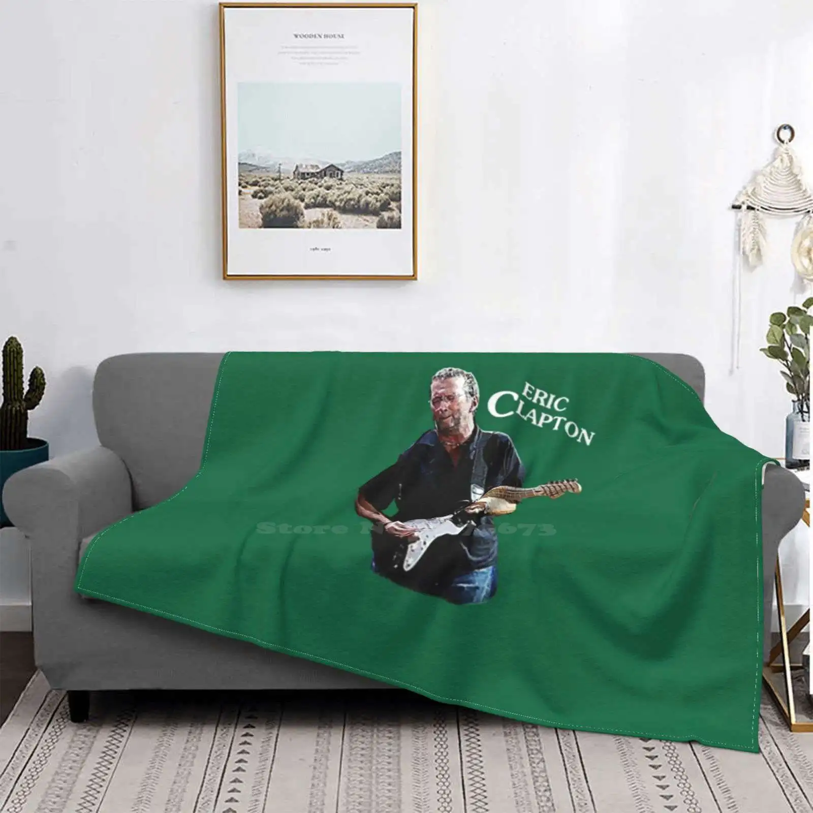 Эрик Клэптон играет на гитаре музыку нового продажи на заказ печати плюшевого пледа Стив Уинвуд 24 дюйма.