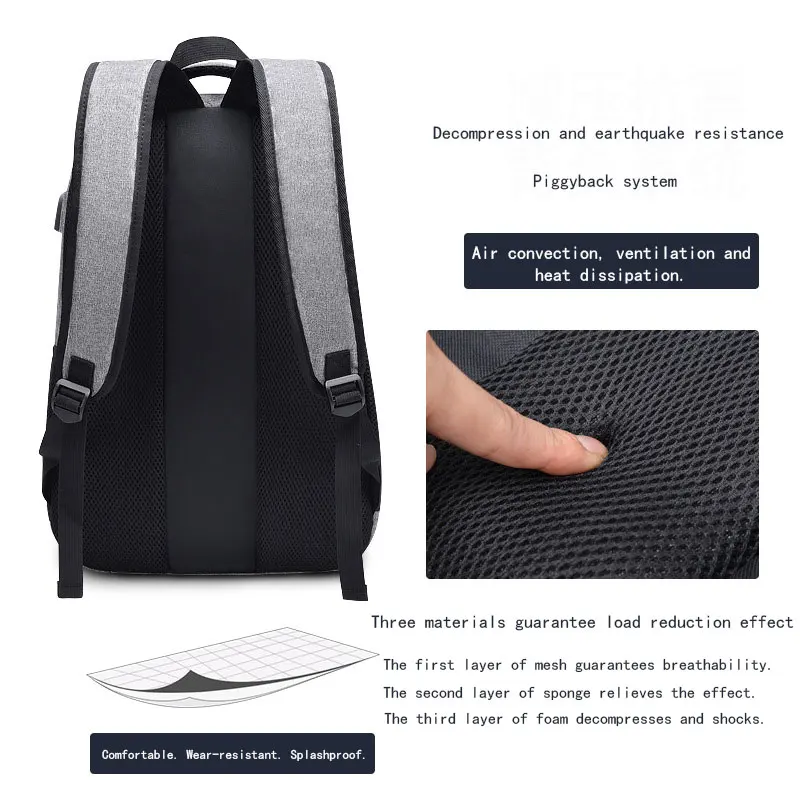 Модный рюкзак мужская сумка повседневный для путешествий USB зарядное устройство