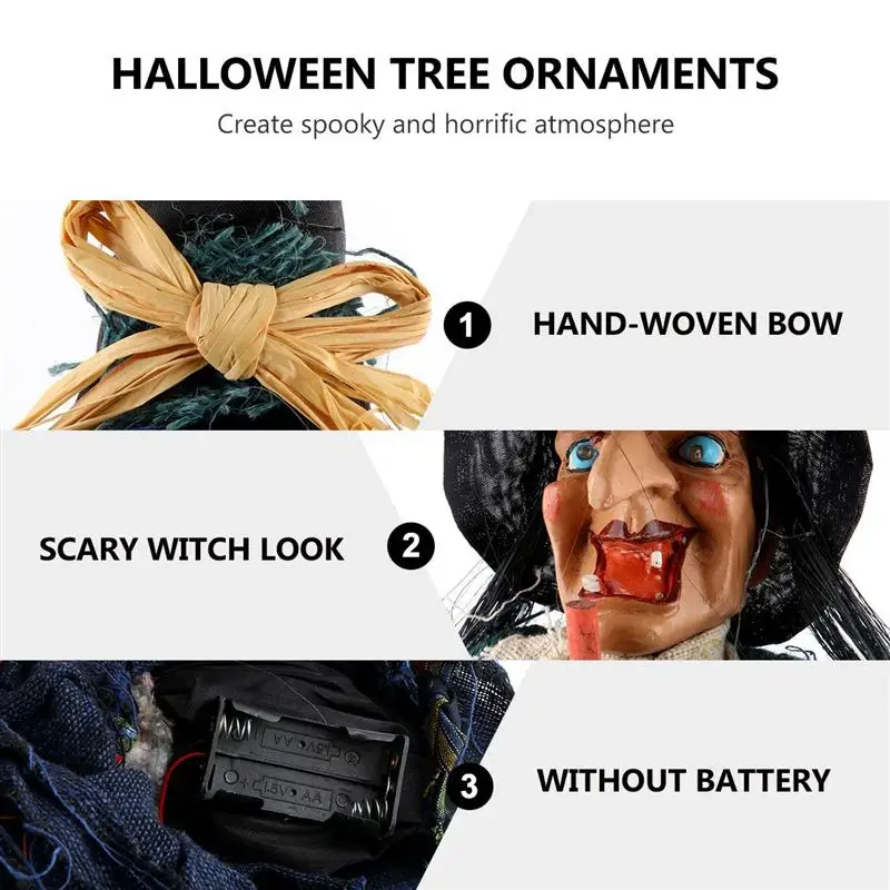 

Halloween Hanging Witch Broom Hanging Ghost Pendant Decoration without Battery
