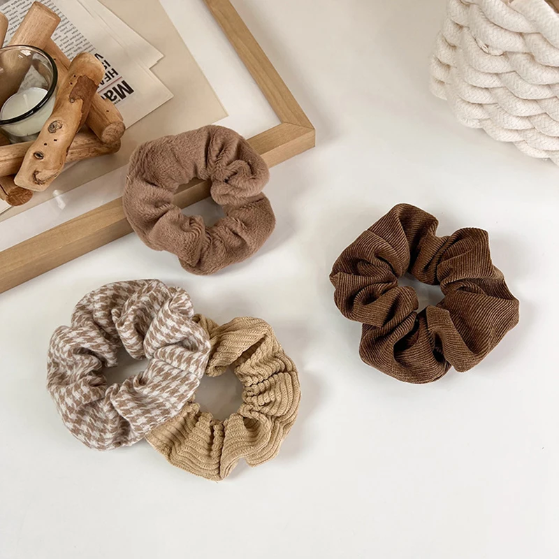 

Korean Autumn Winter Hair Scrunchies Coffee Hairy Ponytail French Hair Temperament Sweet Hairdressing Rope Hair Accessories