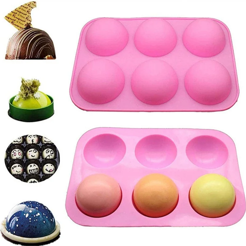 

6 Holes Semicircle Silicone Cake Mold Hemisphere Cake Mold Multicolor Cake Tart Baking Supplies Newest