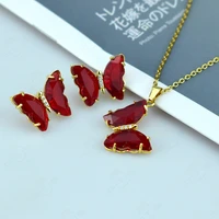 2021 new fashion hot selling butterfly crystal necklace aaa micro set zircon stud earrings jewelry gift wholesale direct mail