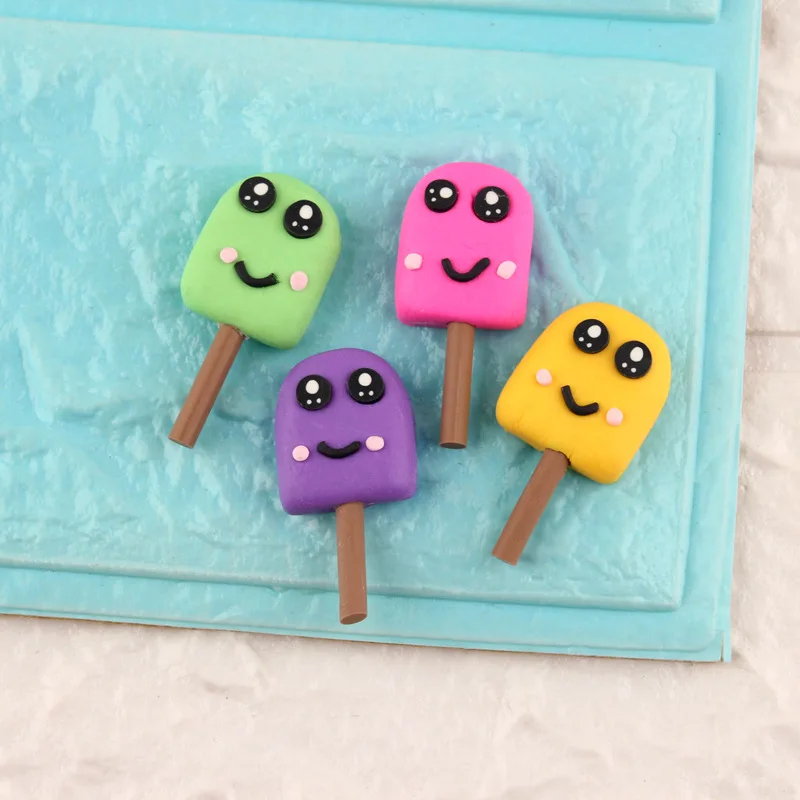 Каваи Полимерная глина мороженое Смола кабошон орнамент аксессуары с плоской