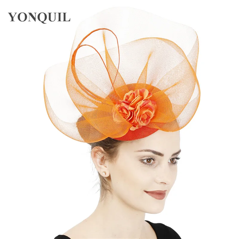 

Gorgeous Bridal Yarn Mesh Wedding Fascinator Hats Headband Ladies Women Elegant Party Show Headwear With Flower Hair Accessories