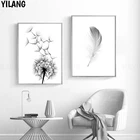 Одуванчик Холст живопись перо плакаты и искусство черно-белый постер Скандинавское украшение дома без рамки