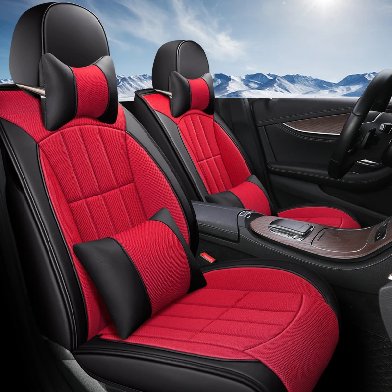 Полное покрытие из искусственной кожи чехлы для автомобильных сидений льняного