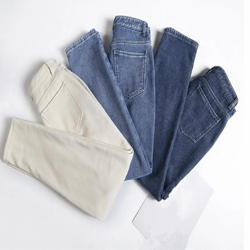 

Women Fleece Lined Pants Harem Denim Jeans Trousers Thermal Warm Thicken Straight Leg Baggy Straight Thin Trousers 934-295