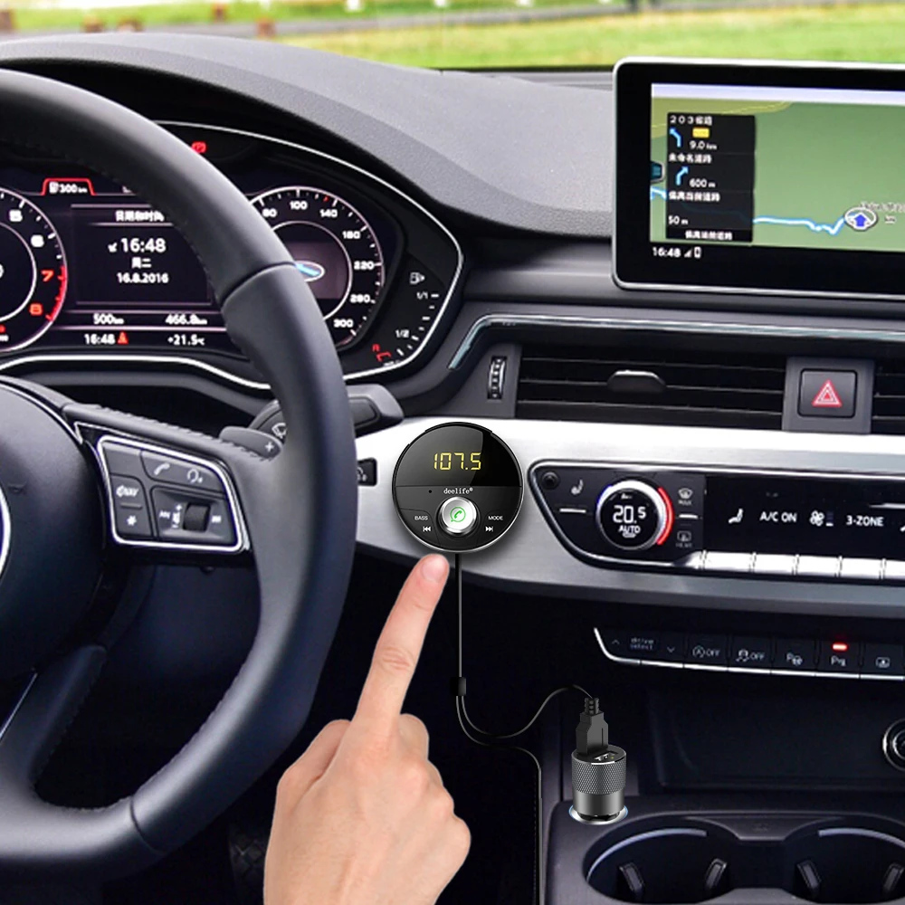 FM модулятор Deelife с Bluetooth Автомобильный MP3 плеер разъемом 3 5 мм AUX адаптер BT 0