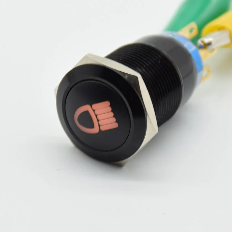 Металлический кнопочный переключатель 19 мм самоблокирующийся окисляющий черный