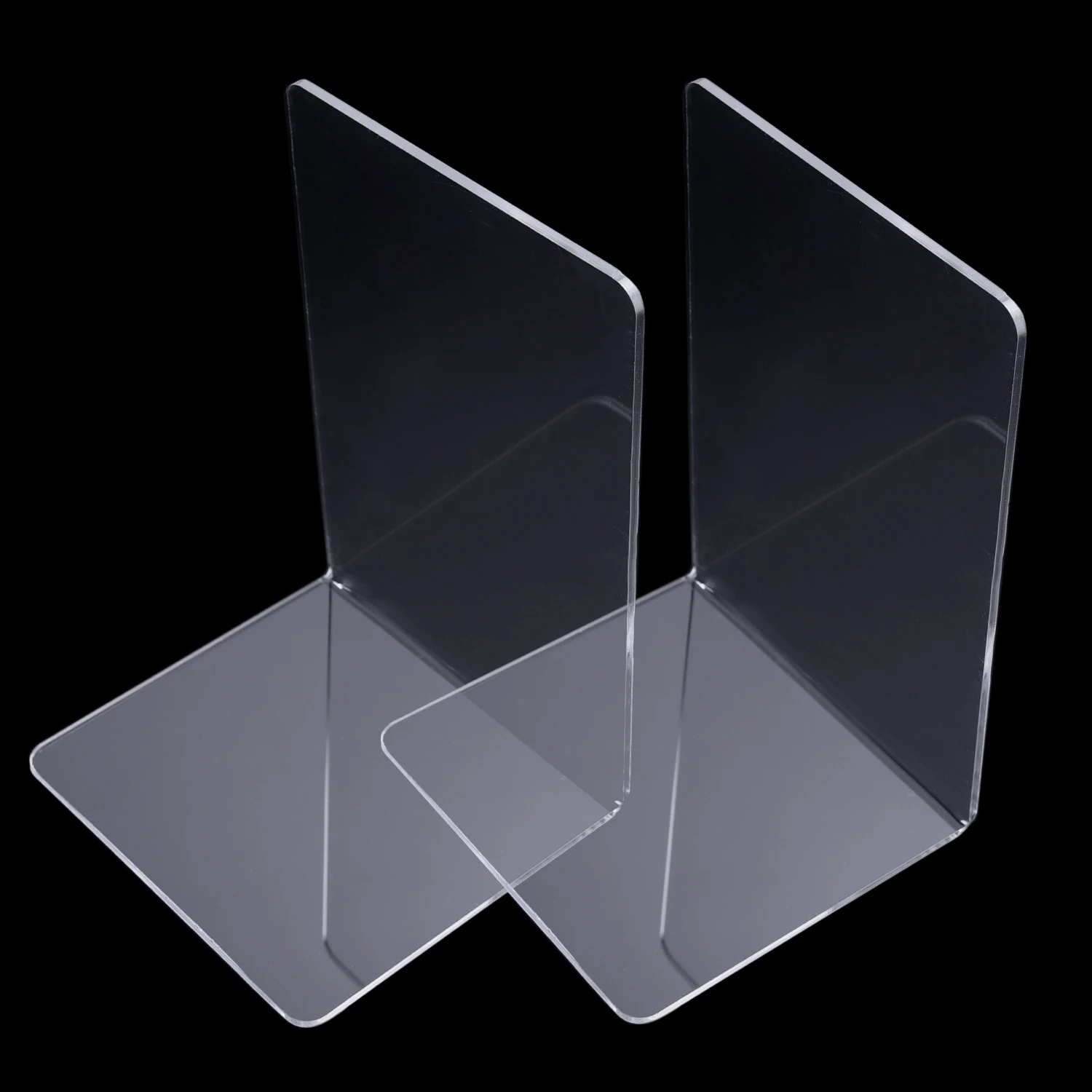 

2 pcs Book Shelf Set Bookend Plastic Acrylic Organizer Stand Stationery Transparent S/M/L Tidy Table Home School Bookend