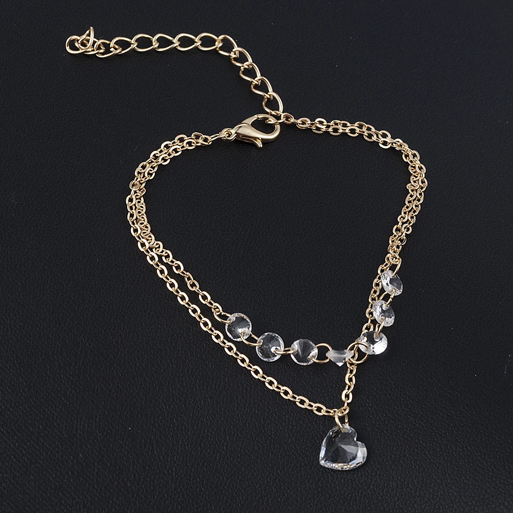 Новая мода Простой красивый женский горный хрусталь кристалл многослойный браслет Мода манжеты ювелирные изделия