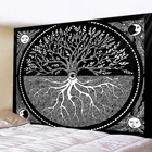 Гобелен с Луной ночного солнца черное дерево жизни настенный гобелен хиппи украшение для дома психоделический богемный Настенный декор потолок