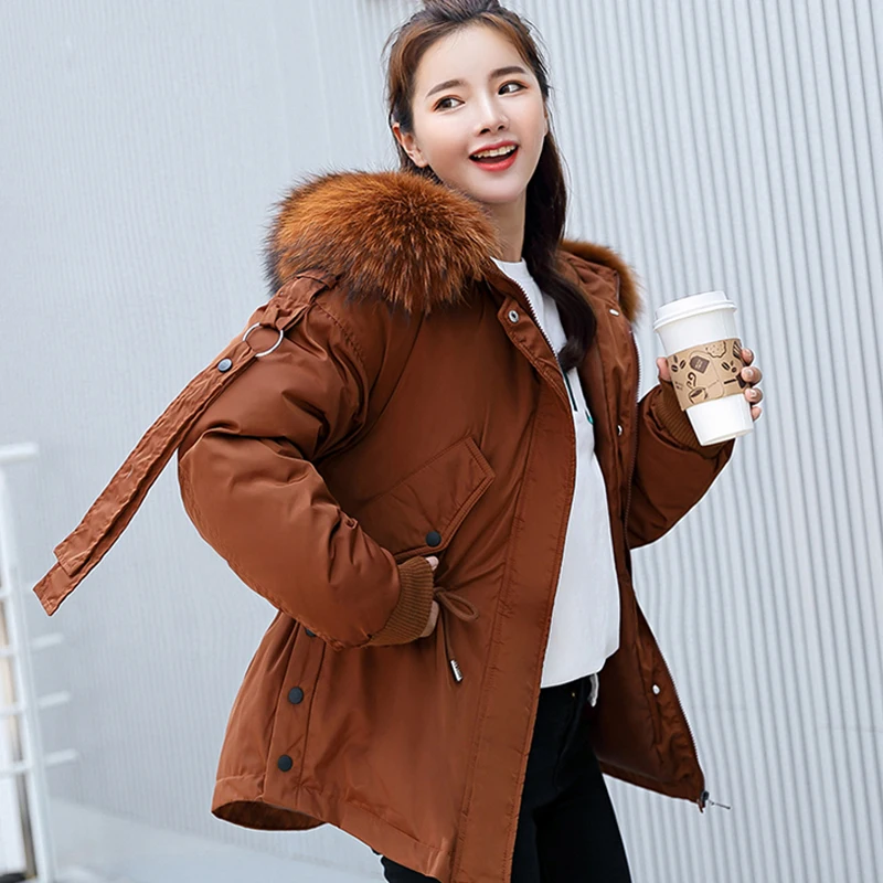 

YIZZHOY Women Hooded Winter Coat Women Loose Parka Fur Collar Cotton Padded Jacket Parkas Mujer Short Winter Jacket
