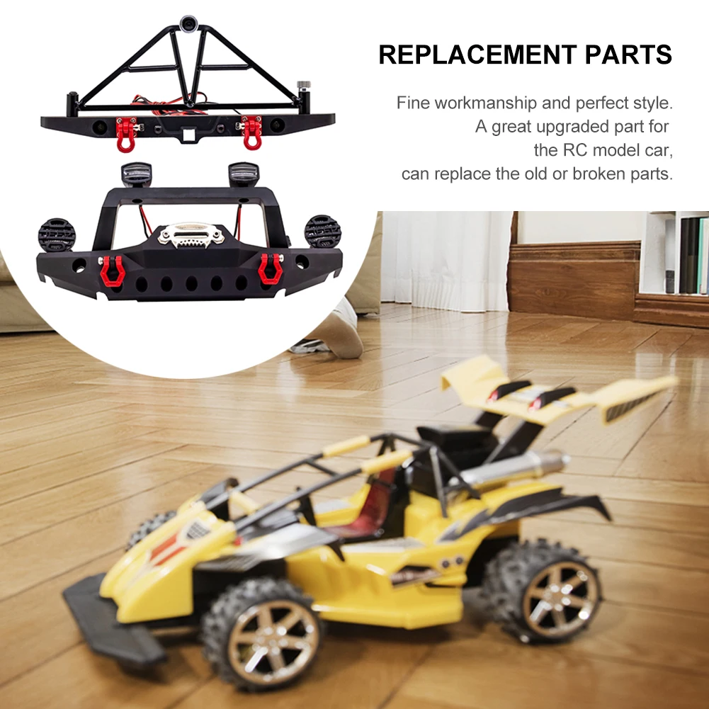 

Toy Upgrade 1:10 Crawler Replacement Parts Black RC Car Bumper Front Rear DIY Anti Collision Durable With Light For SCX10 90046