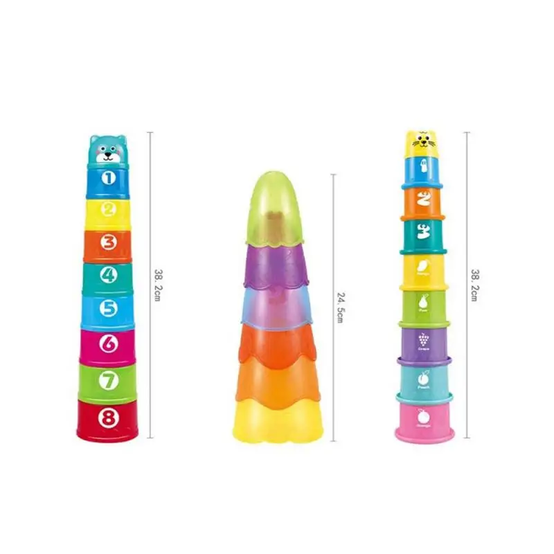 

HOT! Baby Stacking Cup Toys Funny Early Educational Baby Toys Rainbow Stacking Tower Toys Baby Bath Toys Children Gift