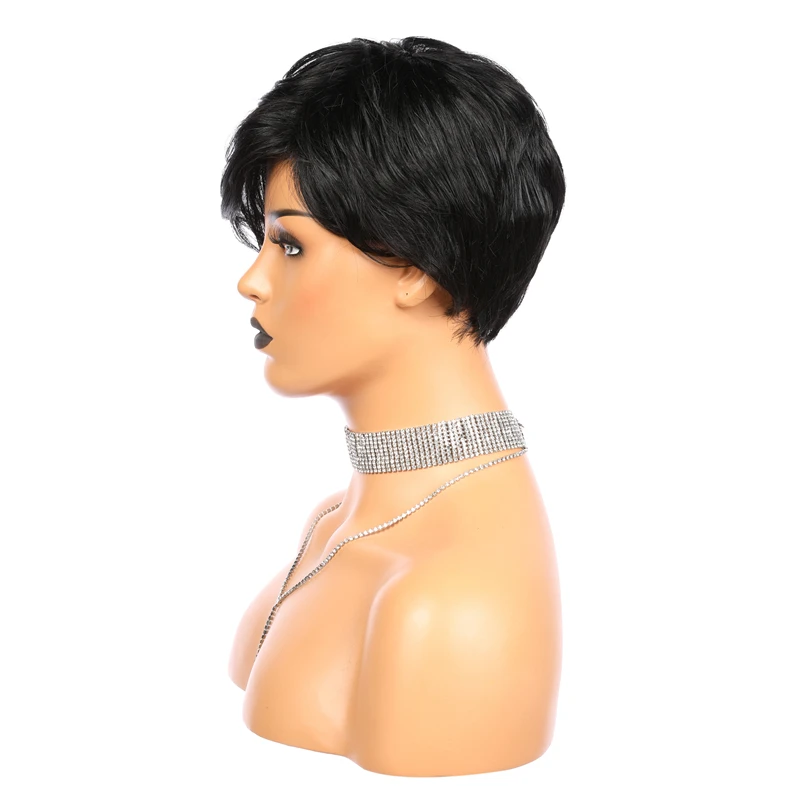 Короткие бразильские прямые волосы Pixie Cut для женщин человеческие Remy полный