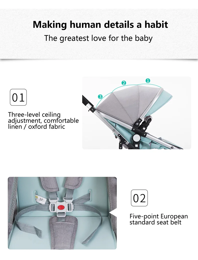 Babyfond легкая двойная коляска с высоким пейзажем, коляска может лежать, ударопрочная, складная, съемная коляска