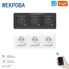 Розетка WEKPOBA с Wi-Fi и таймером, настенная Евророзеткафранцузская розетка с подсветкой, программируемая, работает с Alexa Google Home