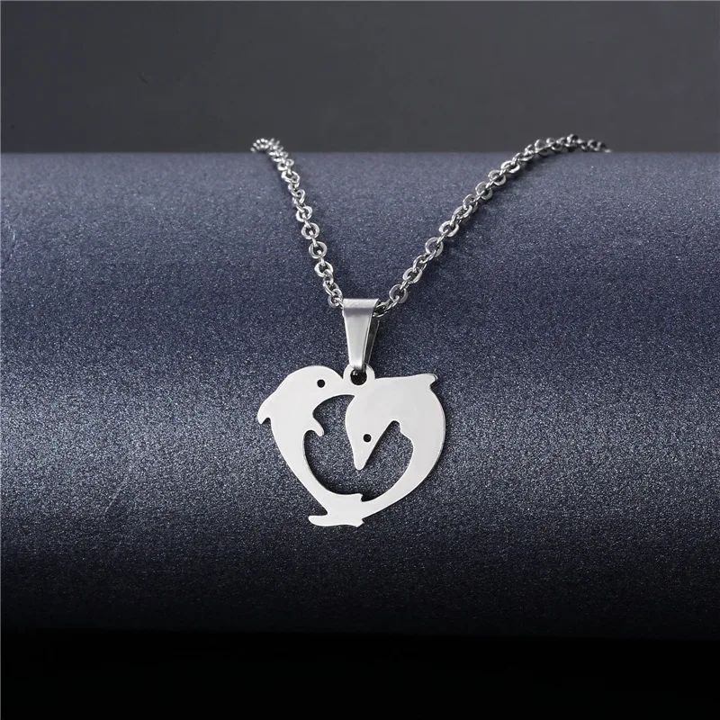 

Fashion Simple Ladies Jewelry Animal Dolphin Necklace Wholesale Dolphin Love Clavicle Chain Pendant