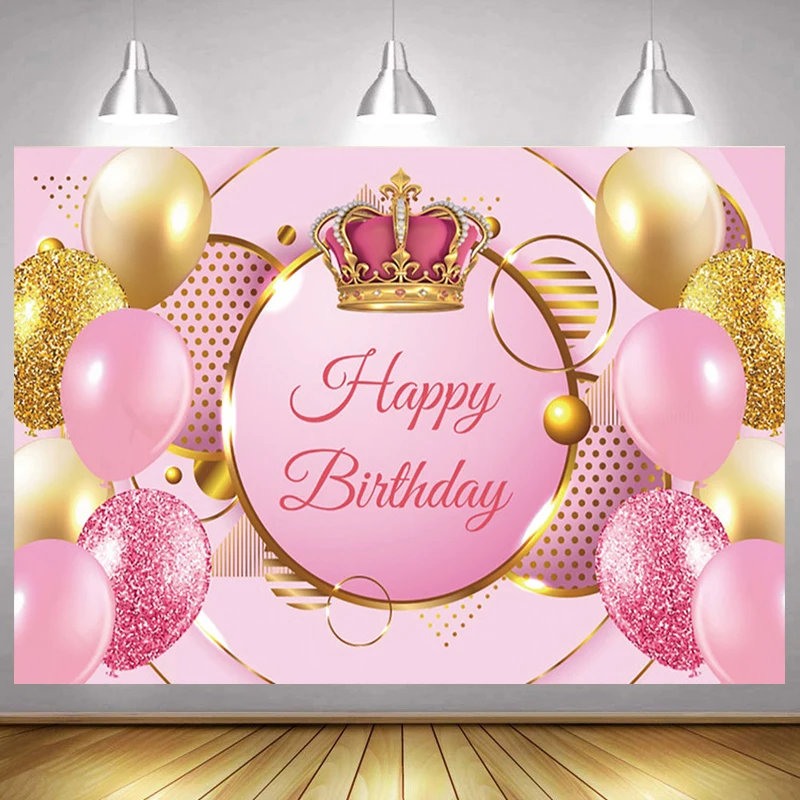 

Customized Happy Birthday Backdrop Sweet Princess Girl Birthday Bar Mitzvah Party Photography Background Decor Banner Studio