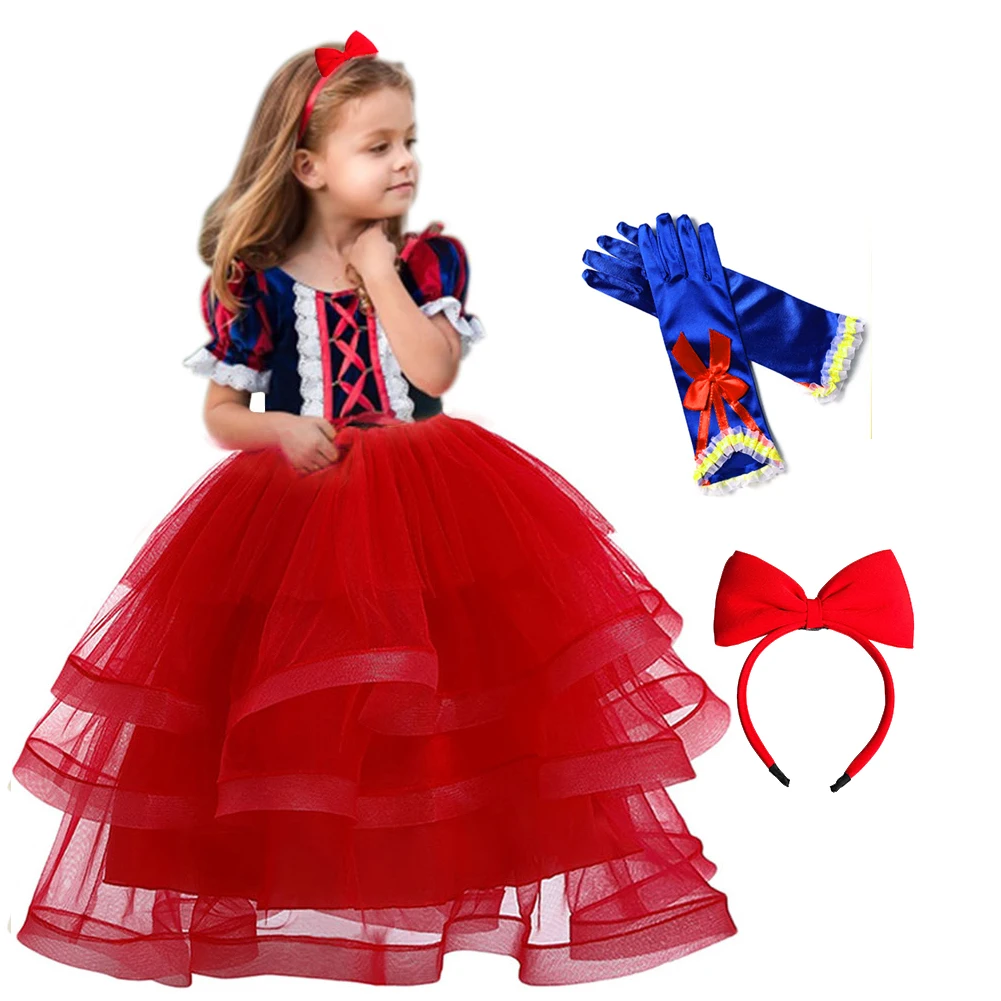 Платье принцессы Белоснежки детский Карнавальный костюм для девочек платье дня