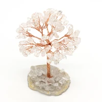 hot sale natural crushed stone clear quartz copper wire winding silk tree of life table home decoration ornaments exquisite gift
